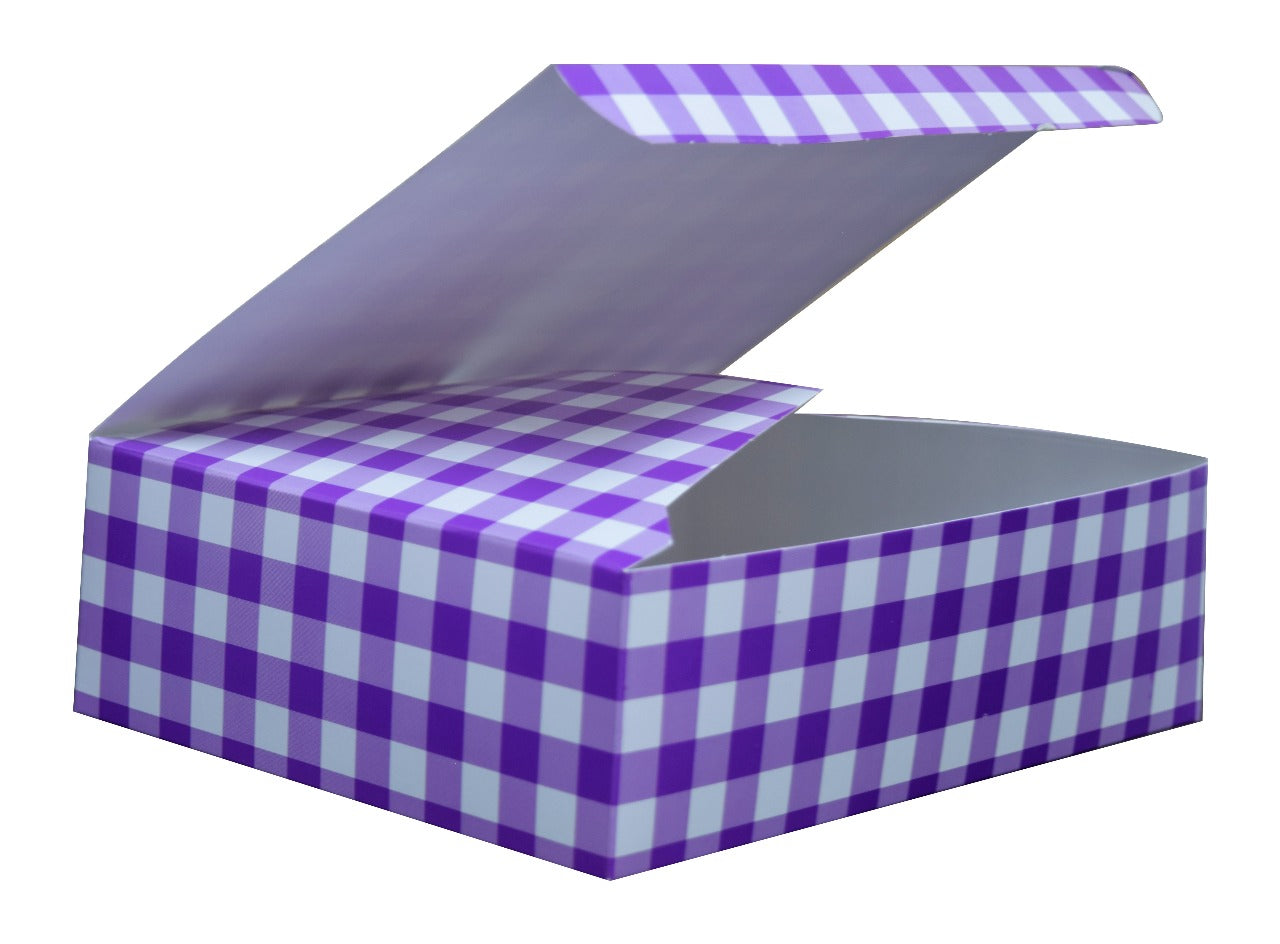 CAJA PARA GALLETAS 20X15X6 MORADA PQT 10 PZAS