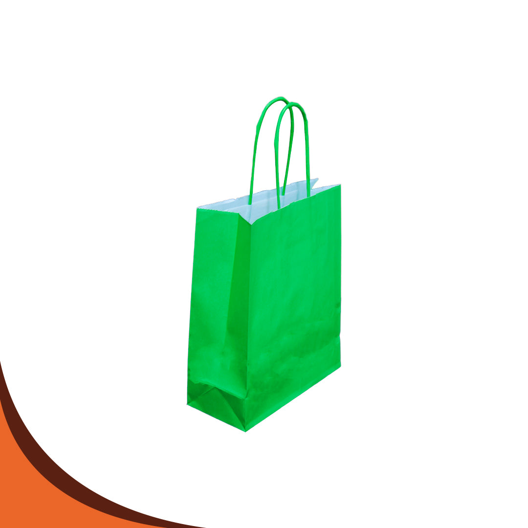 BOLSA COLOR ASA TORCIDA 18X22X8. PQT. 100 PZS