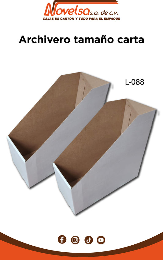 Archivero de Cartón Tamaño Carta L-088 Pqt. 10 pzas