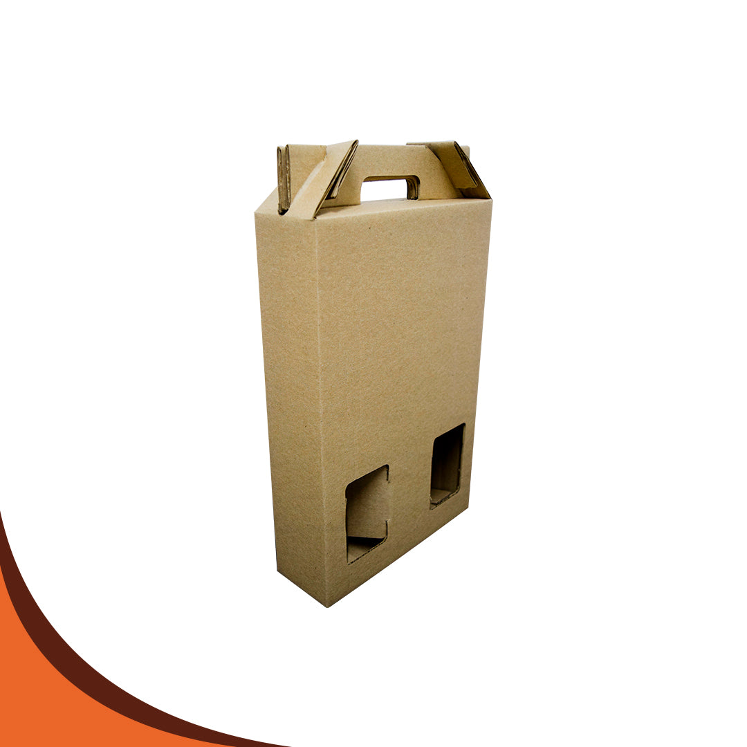 CAJA DOBLE VINO 23X8X36 26ECT KRAFT SUAJADA. PQT. 25 PZS