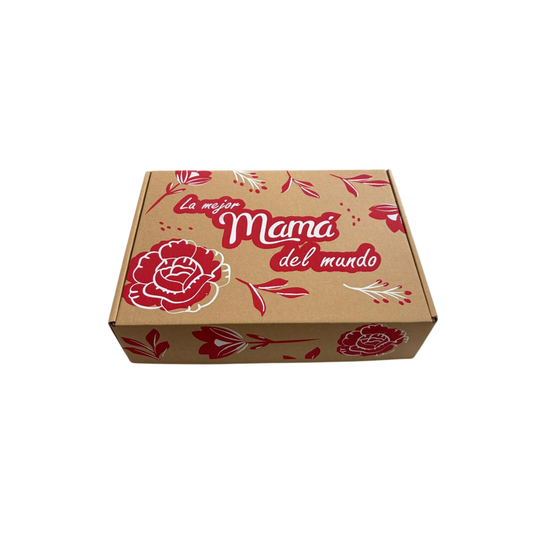 CAJA COFRE LA MEJOR MAMÁ DEL MUNDO🌸 26x17.5x7.5 CM - PQT 10 PZS - DISEÑO IMPRESO