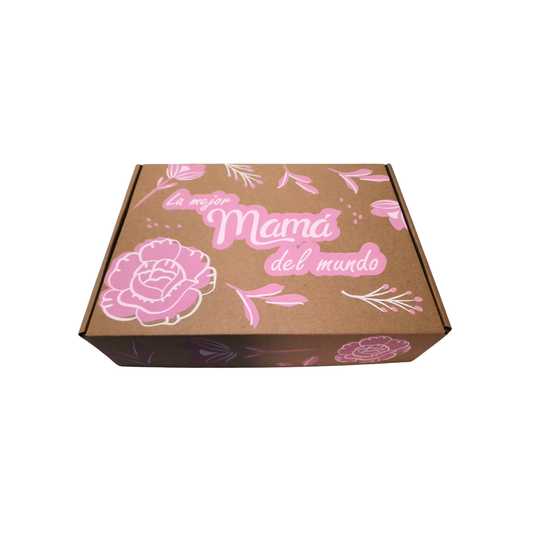 CAJA COFRE LA MEJOR MAMÁ DEL MUNDO🌸 32X23X8 CM - PQT 10 PZS - DISEÑO IMPRESO