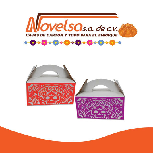 Lonchera Calavera Blanca/Kraft 20x12.5x10 cm – Paquete con 10 piezas